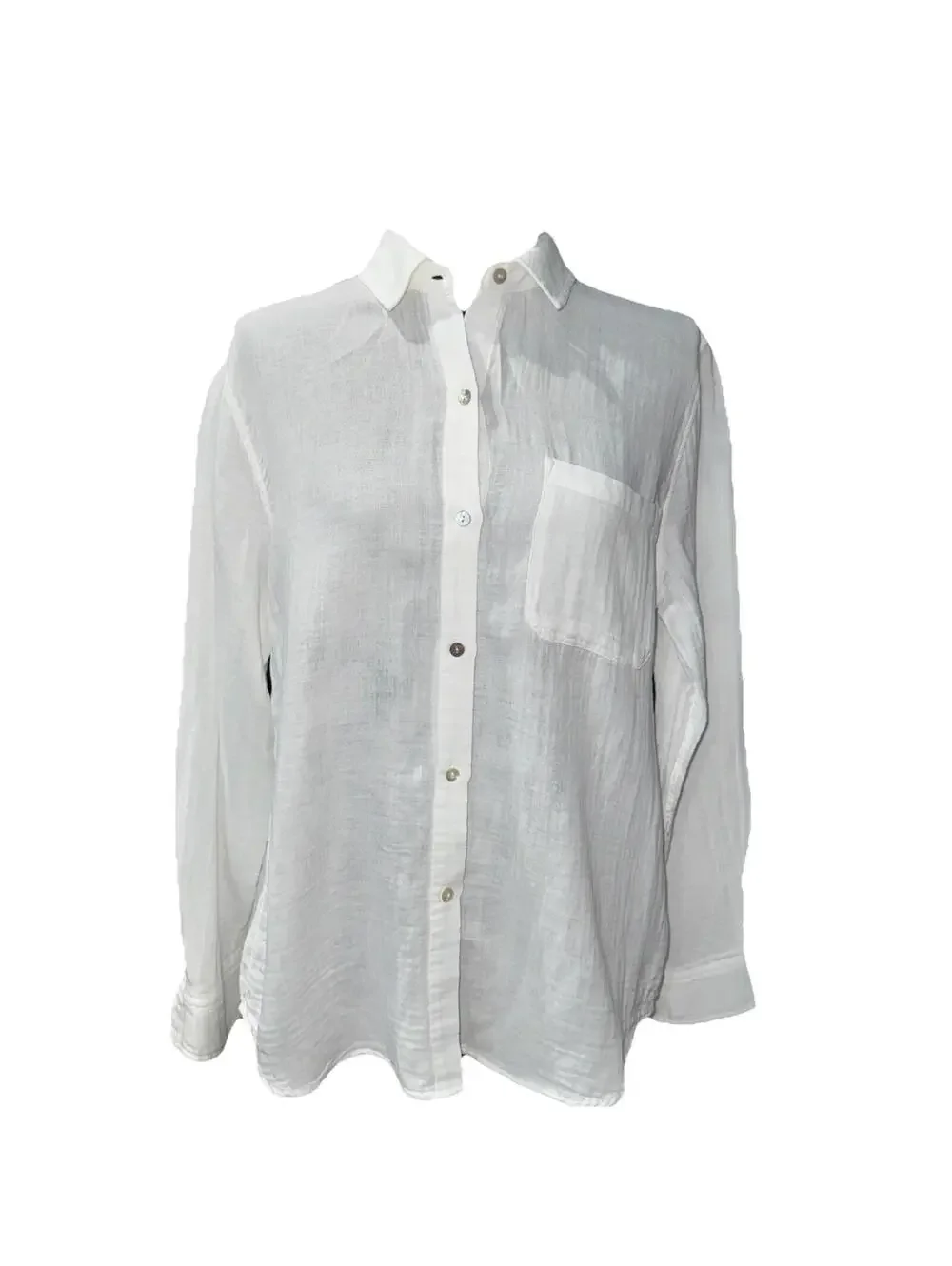 RAILS Women’s Ellis Button-Up Gauze Shirt in White-Size Medium - Picture 5 of 15